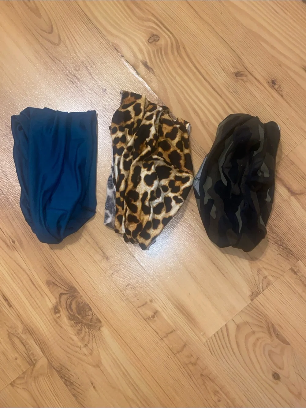 3-Pack Hair Scarves - Teal, Leopard, Camouflage